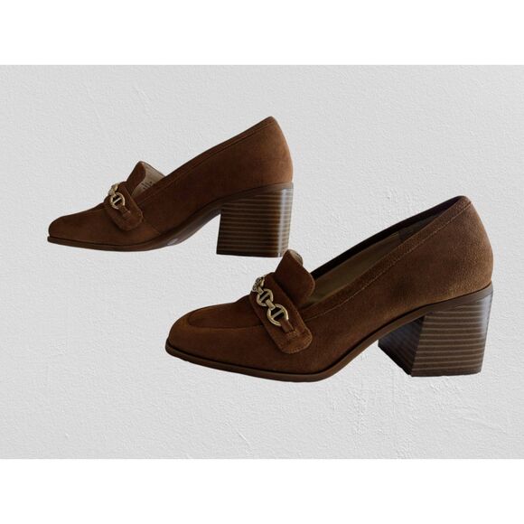 Alex Marie Farin loafer pump suede leather pilgrim heel shoes   Sz 8.5 - Picture 9 of 10